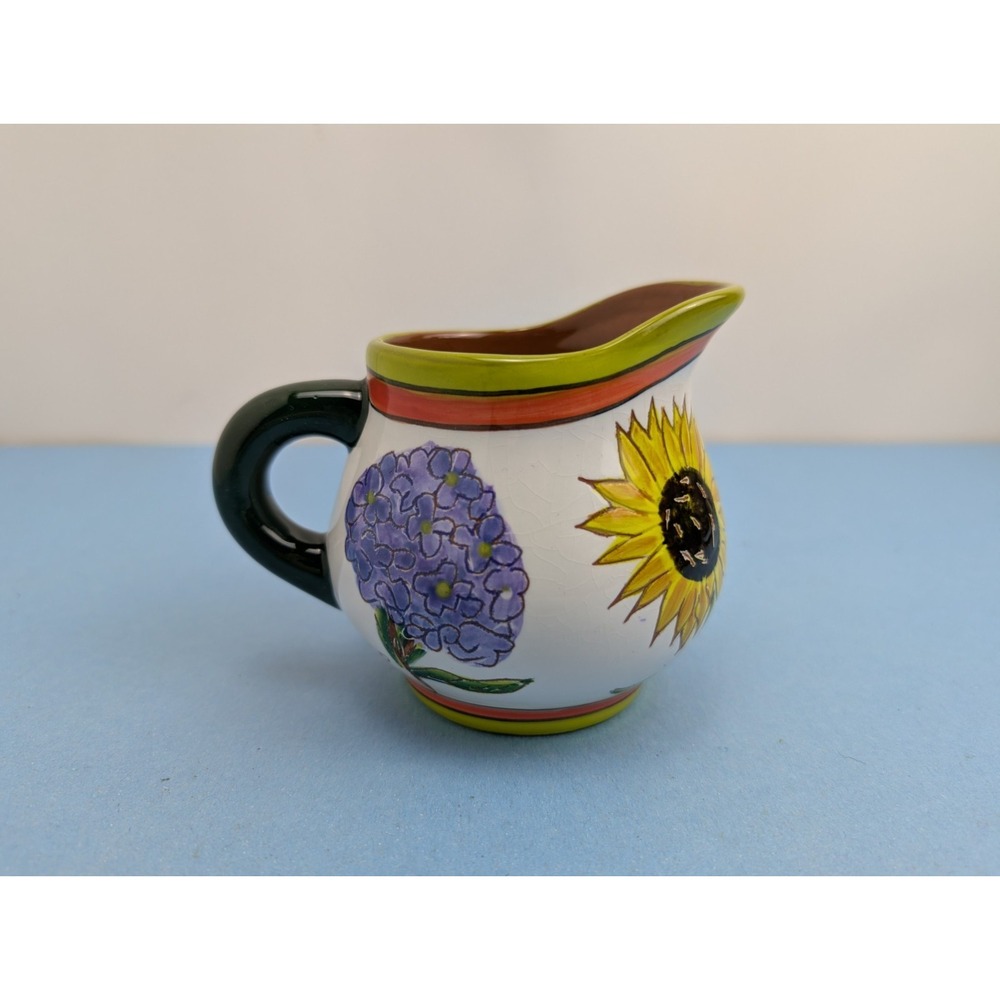 Blue Ridge Designs Pottery Creamer Sunflower Lilac Multicolor Ceramic